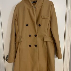 Shein Women's Tan Double-Breasted Coat